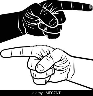 La main de pointage. Vector illustration d'un doigt. Esquisse dessinée à la main Illustration de Vecteur