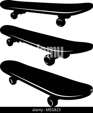 Silhouettes de planche à roulettes. L'équipement de sport Illustration de Vecteur