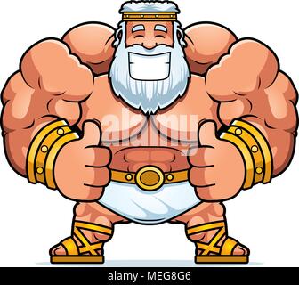 Illustration d'une caricature de Zeus avec Thumbs up. Illustration de Vecteur