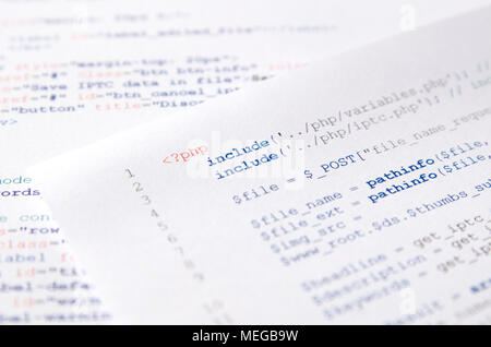 Développeur Web code de programmation. La programmation, PHP code imprimé. Ordinateur www script. Banque D'Images