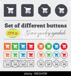 L'icône panier signe. Grand jeu de colorful, diversifiée et de grande qualité boutons. Vector illustration Illustration de Vecteur