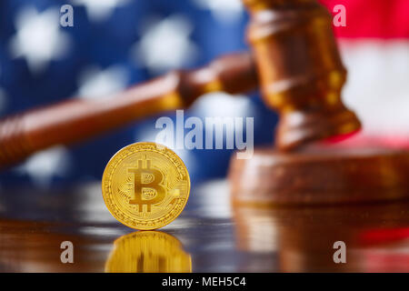 En face de BItcoin USA flag Banque D'Images