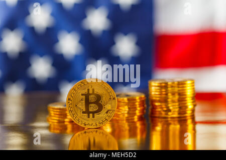 En face de BItcoin USA flag Banque D'Images