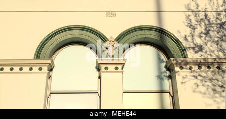 Des détails architecturaux de l'historique 1881 du Conseil de l'hôtel bâtiment de la ville de Wagga Wagga, New South Wales, Australie. Banque D'Images