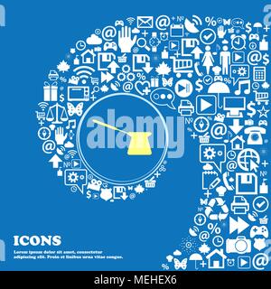 Symboles de café turc. Bel ensemble de belles icônes spirale torsadée dans le centre d'une grande icône. Vector illustration Illustration de Vecteur