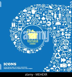 Cuisine végétarienne des symboles. Bel ensemble de belles icônes spirale torsadée dans le centre d'une grande icône. Vector illustration Illustration de Vecteur