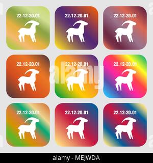 Icône de signe du Capricorne . 9 boutons avec des dégradés lumineux pour beau design. Vector illustration Illustration de Vecteur