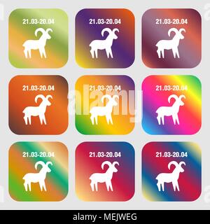 Icône de signe zodiacal Bélier décoratifs . 9 boutons avec des dégradés lumineux pour beau design. Vector illustration Illustration de Vecteur