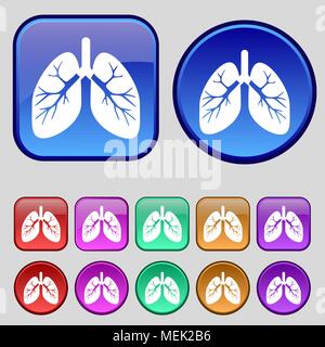 L'icône de poumons signe. Une série de douze boutons vintage pour votre conception. Vector illustration Illustration de Vecteur