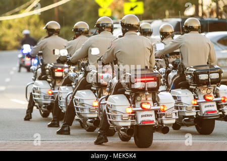 Un groupe d'agents de police moto ride à travers la ville à l'unisson à la Cherokee Zombie Fest le 17 octobre 2015 à Canton, dans l'AG. Banque D'Images