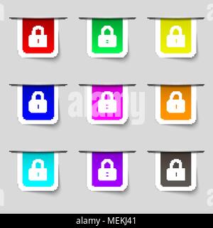 Cadenas signe. Ensemble d'étiquettes modernes multicolores pour votre conception. Vector illustration Illustration de Vecteur