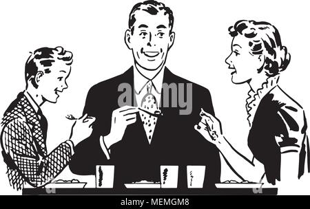 Les repas de famille - Retro Clipart Illustration Illustration de Vecteur