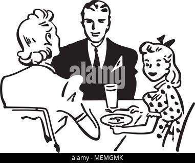 Repas de famille - Retro Clipart Illustration Illustration de Vecteur