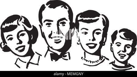 Groupe familial - Retro Clipart Illustration Illustration de Vecteur