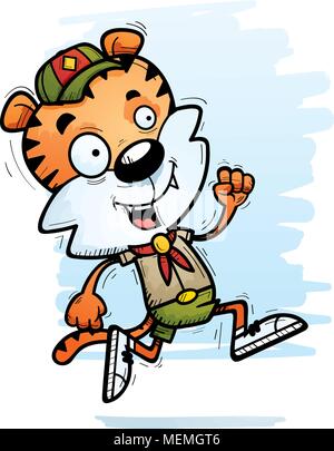 Illustration d'une caricature d'un tigre mâle du Scoutisme d'exécution. Illustration de Vecteur