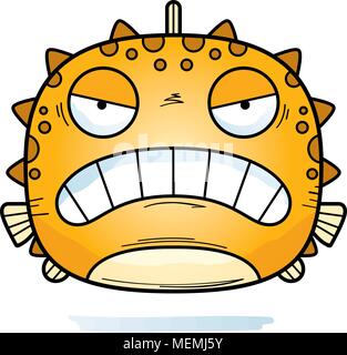 Une illustration d'un dessin animé à blowfish en colère. Illustration de Vecteur