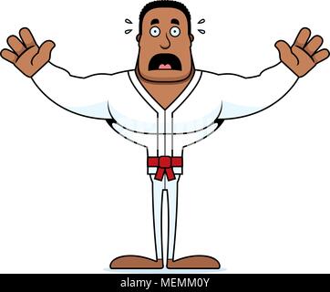 Un dessin de l'homme à peur de karaté. Illustration de Vecteur