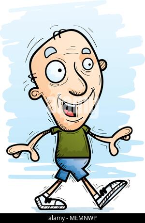 Illustration d'une caricature d'un vieillard man walking. Illustration de Vecteur