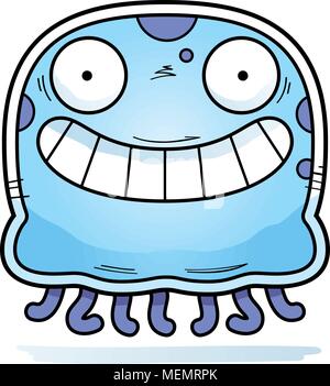 Illustration d'une caricature d'une méduse à heureux. Illustration de Vecteur
