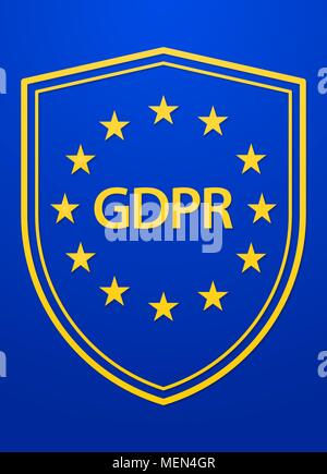 L'Union européenne Règlement général sur la protection des données l'illustration. La technologie de sécurité Concept avec bouclier. Symbole de l'UNION EUROPÉENNE PIBR Illustration de Vecteur