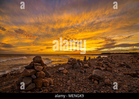 Coucher du soleil à la plage en Nouvelle Angleterre Banque D'Images