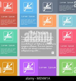 Icône canoë signe. Ensemble de boutons multicolores avec l'espace pour le texte. Vector illustration Illustration de Vecteur