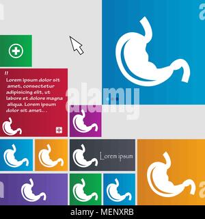 L'icône de l'estomac signe. boutons. Site web interface moderne avec des touches curseur pointeur. Vector illustration Illustration de Vecteur