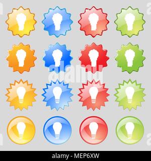 L'icône lampe signe. Grand ensemble de 16 boutons modernes colorés pour votre conception. Vector illustration Illustration de Vecteur