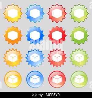 Icône cube signe. Grand ensemble de 16 boutons modernes colorés pour votre conception. Vector illustration Illustration de Vecteur