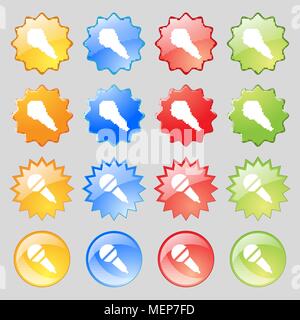 Icône de micro signe. Grand ensemble de 16 boutons modernes colorés pour votre conception. Vector illustration Illustration de Vecteur