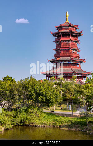 Pavillon de Xinglin, le Xiamen International Garden & Flower Expo Park, District de Jimei, Xiamen, Fujian, Chine Banque D'Images
