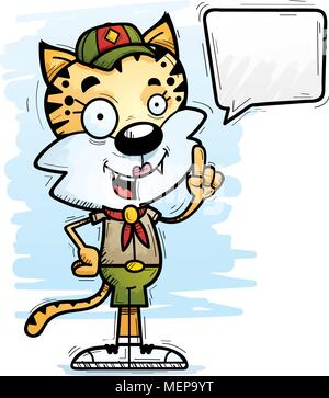 Illustration d'une caricature d'une femme parle du scoutisme Bobcat. Illustration de Vecteur