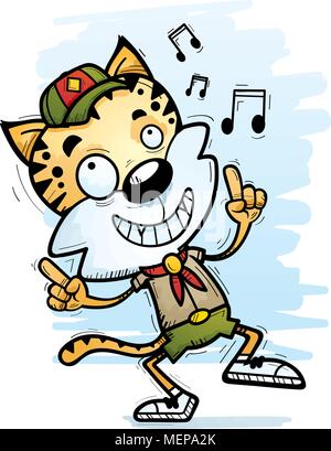 Illustration d'une caricature d'un homme dansant. scout Bobcat Illustration de Vecteur