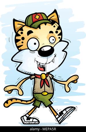 Illustration d'une caricature d'un homme marchant. scout Bobcat Illustration de Vecteur