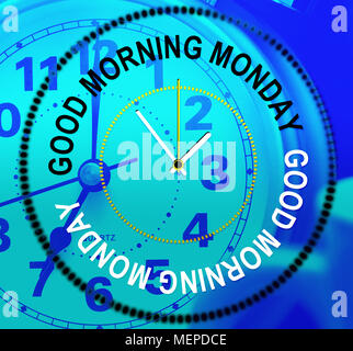 Bon matin lundi - Motivation - Horloges Devis 3d illustration Banque D'Images