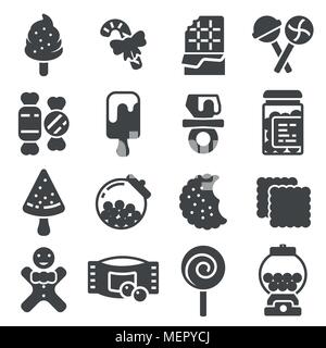 Vectot Les sucreries et bonbons icon set. Signes d'illustrations Illustration de Vecteur