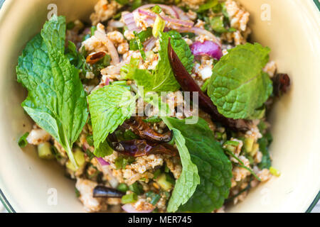 La nourriture thaïe salade de porc hachée épicée (Larb) Banque D'Images