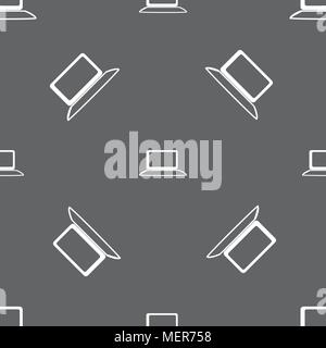 L'icône de connexion pour ordinateur portable. Pc portable avec symbole graphique. La surveillance. Motif transparente sur un fond gris. Vector illustration Illustration de Vecteur