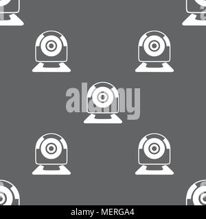 Icône de signe de webcam. Vidéo Web chat symbole. Chat de l'appareil photo. Motif transparente sur un fond gris. Vector illustration Illustration de Vecteur