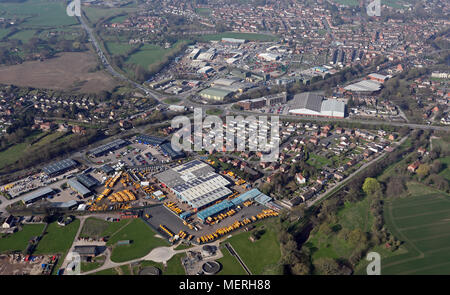 Vue aérienne de zones industrielles sur le côté est de Ripon, Yorkshire du Nord Banque D'Images