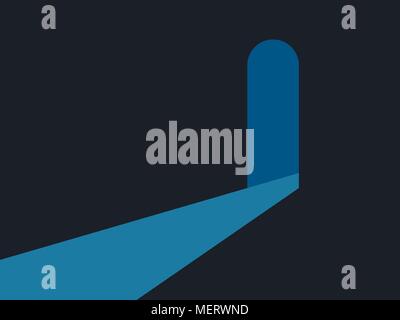 La lumière d'un passage ouvert, rayon bleu de la lumière. Passage dans l'obscurité. Vector illustration Illustration de Vecteur