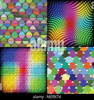 Jeu de tuiles de couleurs arc-en-ciel abstrait peinture mosaïque palette géométrique motif de fond. Vector illustration Illustration de Vecteur