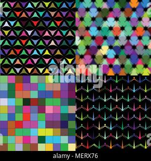Jeu de tuiles de couleurs arc-en-ciel abstrait peinture mosaïque palette géométrique motif de fond. Vector illustration Illustration de Vecteur