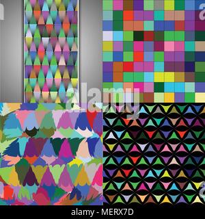 Jeu de tuiles de couleurs arc-en-ciel abstrait peinture mosaïque palette géométrique motif de fond. Vector illustration Illustration de Vecteur