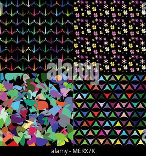 Jeu de tuiles de couleurs arc-en-ciel abstrait peinture mosaïque palette géométrique motif de fond. Vector illustration Illustration de Vecteur