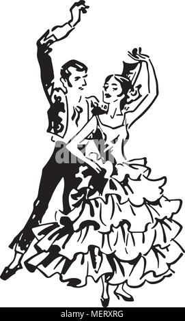 Danseurs de Flamenco 2 - Retro Clipart Illustration Illustration de Vecteur