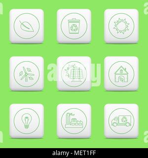 Les icônes des boutons web, écologie Illustration de Vecteur