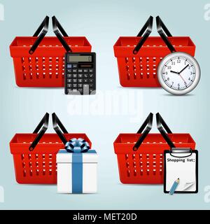 Panier icons set Illustration de Vecteur