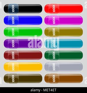 L'icône de l'ADN signe. Set de 14 boutons en verre multicolore avec place pour le texte. Vector illustration Illustration de Vecteur