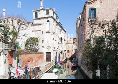 Palazzo Soranzo Van Axel, Fondamenta Van Axel, le Rio della Panada, Cannaregio, Venise, Vénétie, Italie, le mieux conservé palais gothique à Venise. Touris Banque D'Images